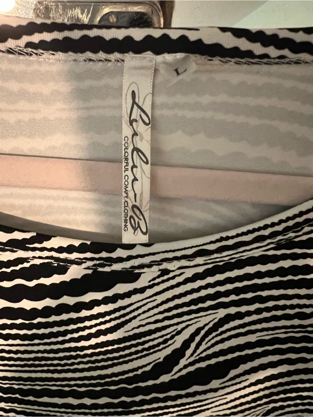 Lulu-B Black and White Maxi Dress - Striped Wave Print